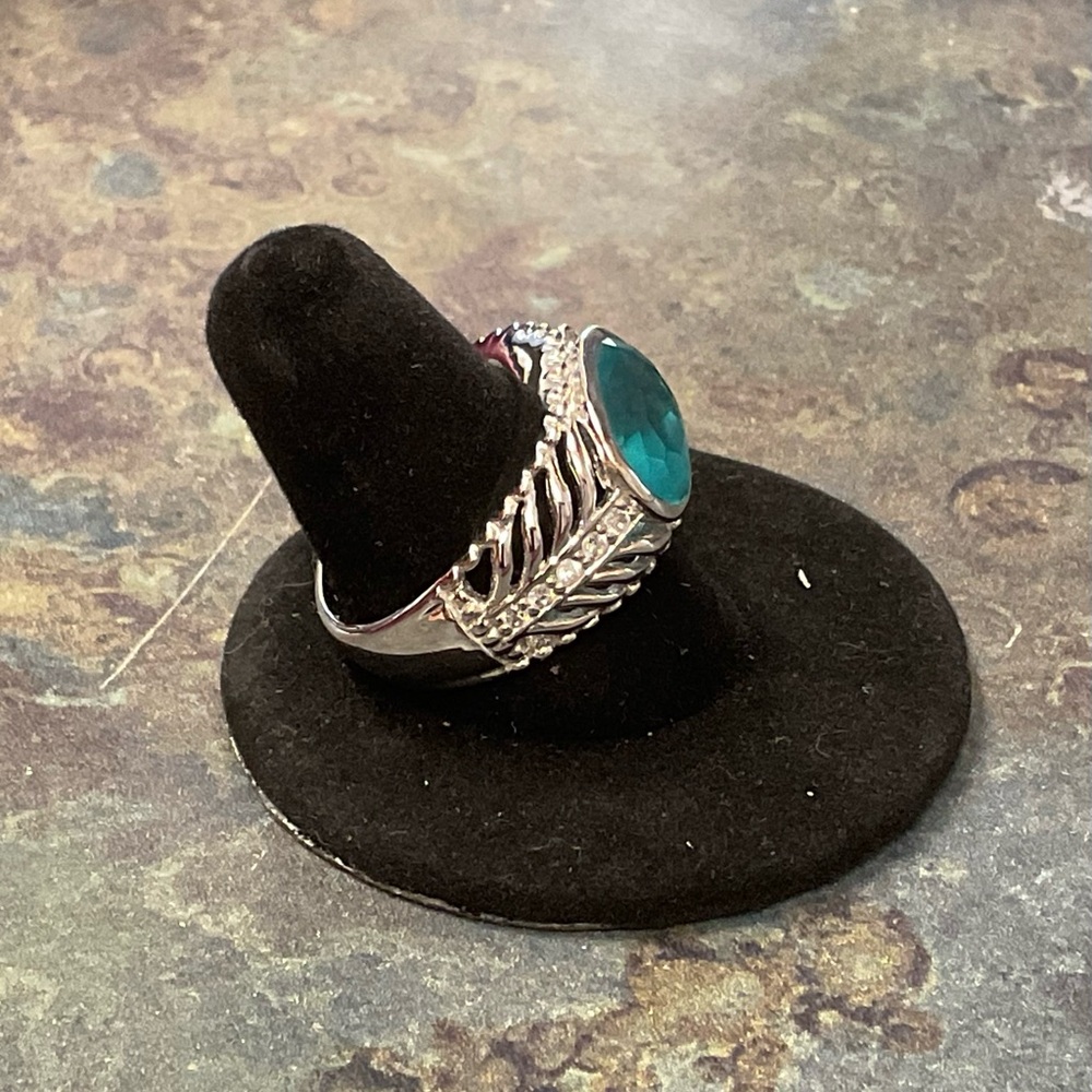 Turquoise Stone Sterling Silver Statement Ring - … - image 4